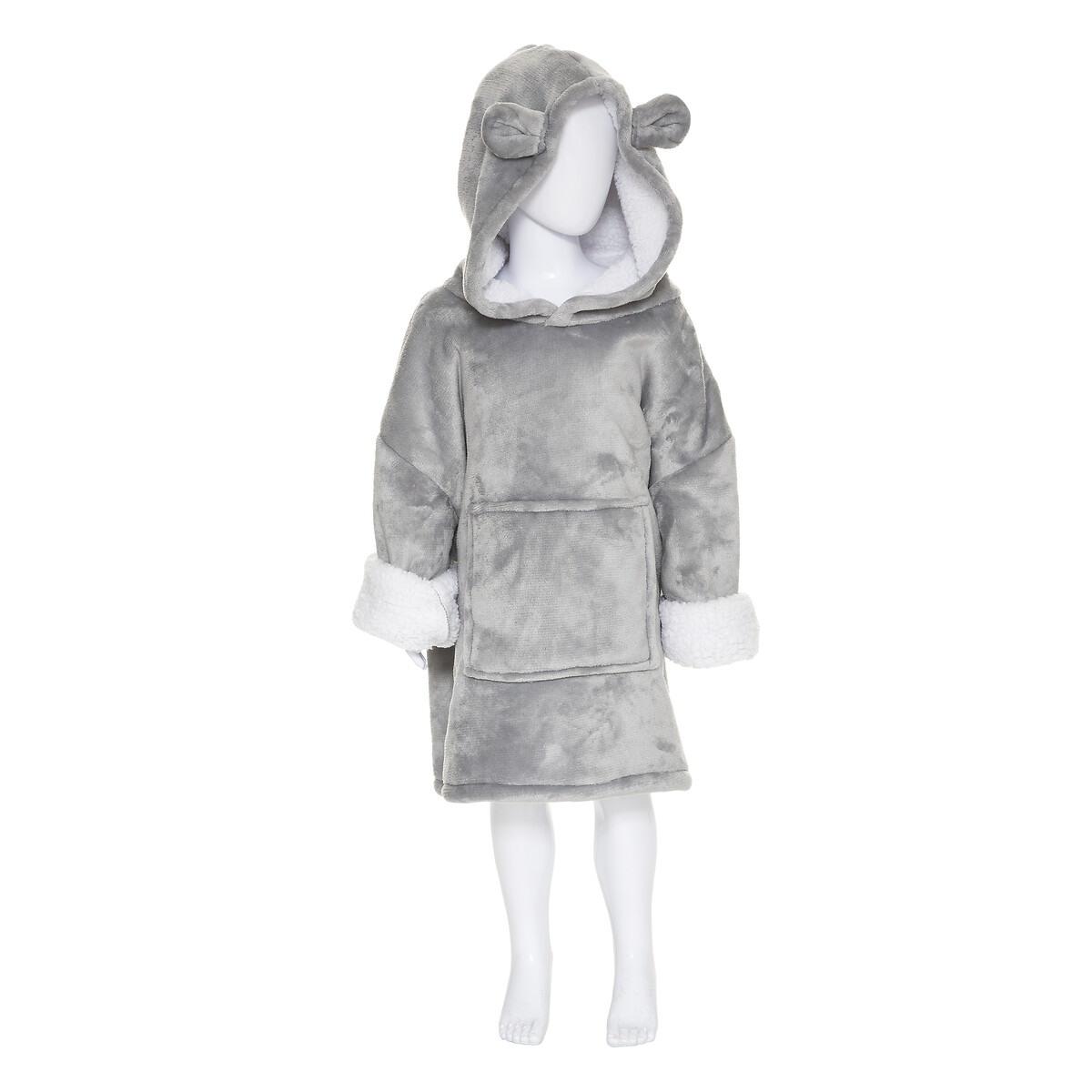 Manta camisola com capuz cinza 3-10 anos