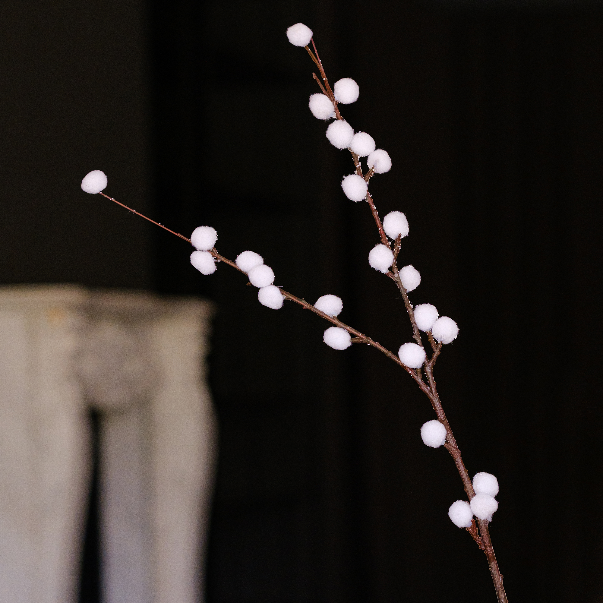 Haste Decorativa Com Bagas Brancas