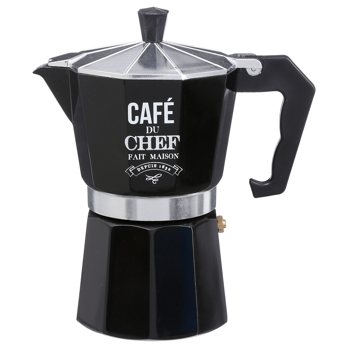 Cafeteira preta decorada em metal 350ml