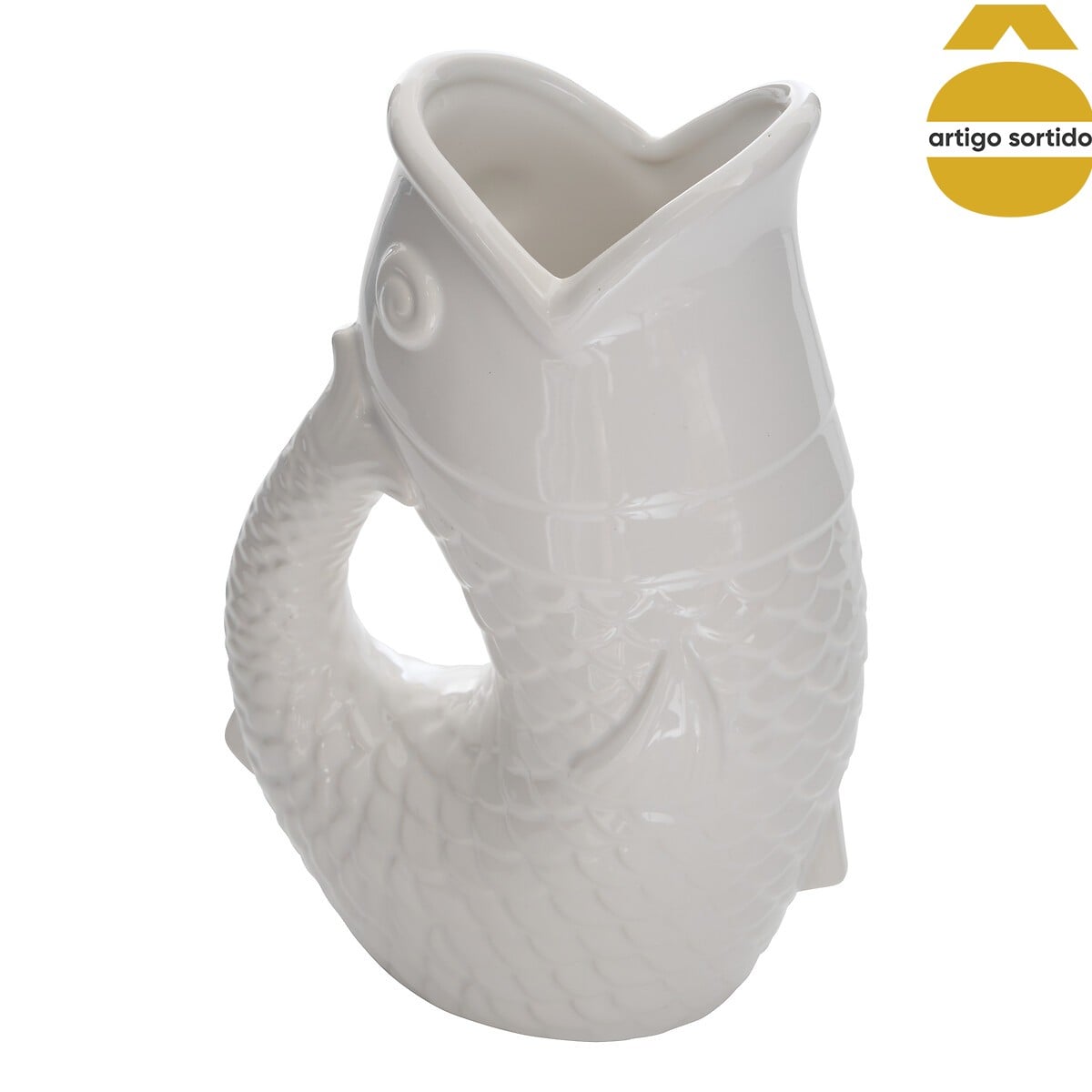 Jarra forma de peixe OC&Eacute;ANIA em cer&acirc;mica 25cm