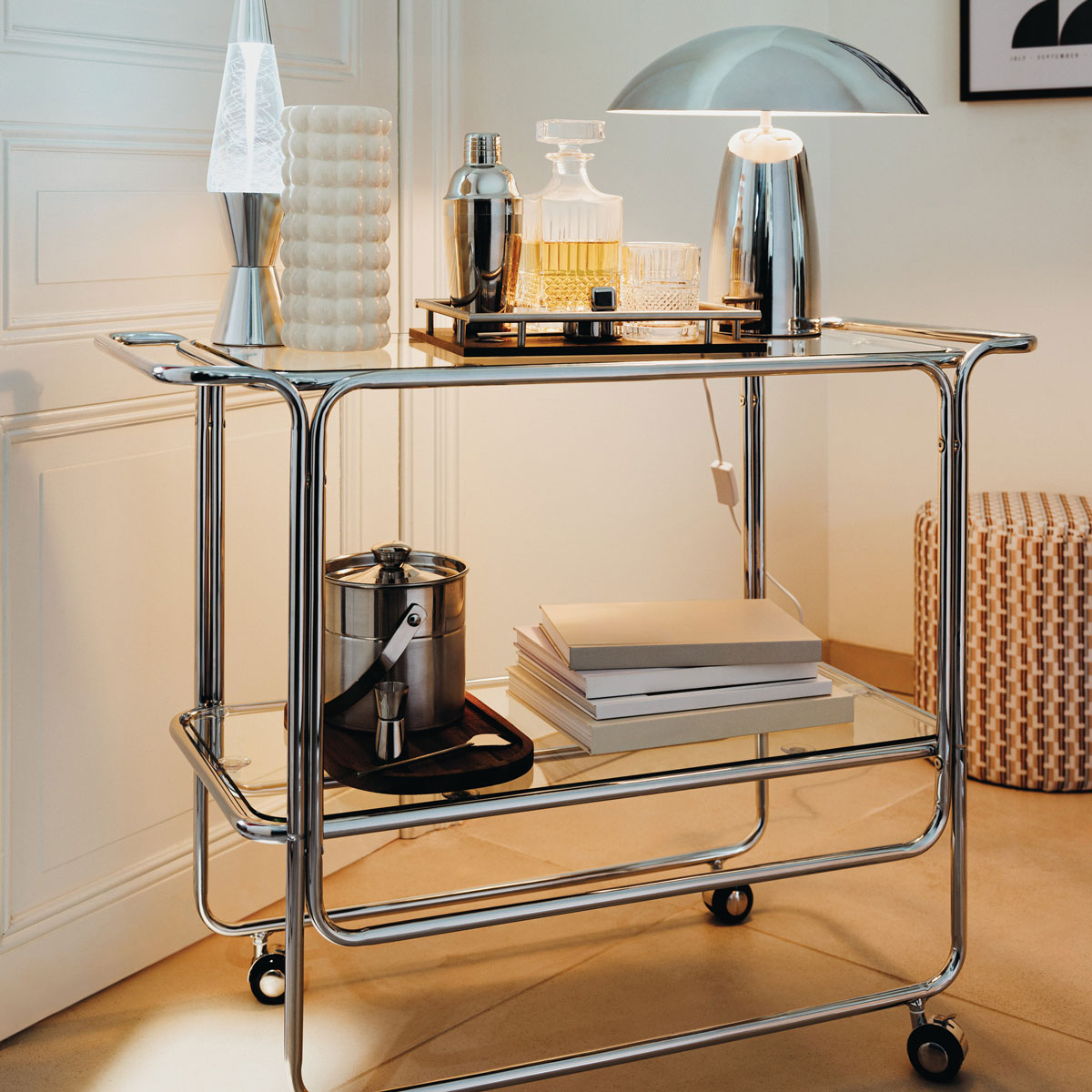 Carrinho de apoio HORNELL prateado em metal