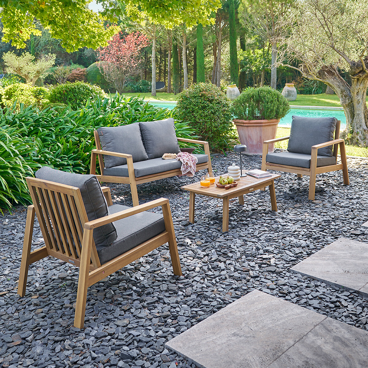 Conjunto de jardim TIWI em madeira ac&aacute;cia