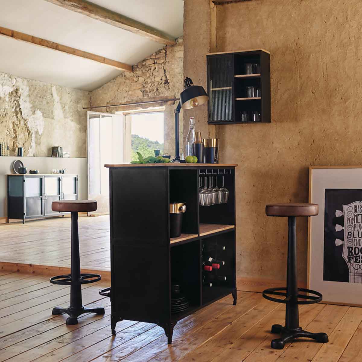 Candeeiro de mesa SOUL ARC preto em metal 55cm