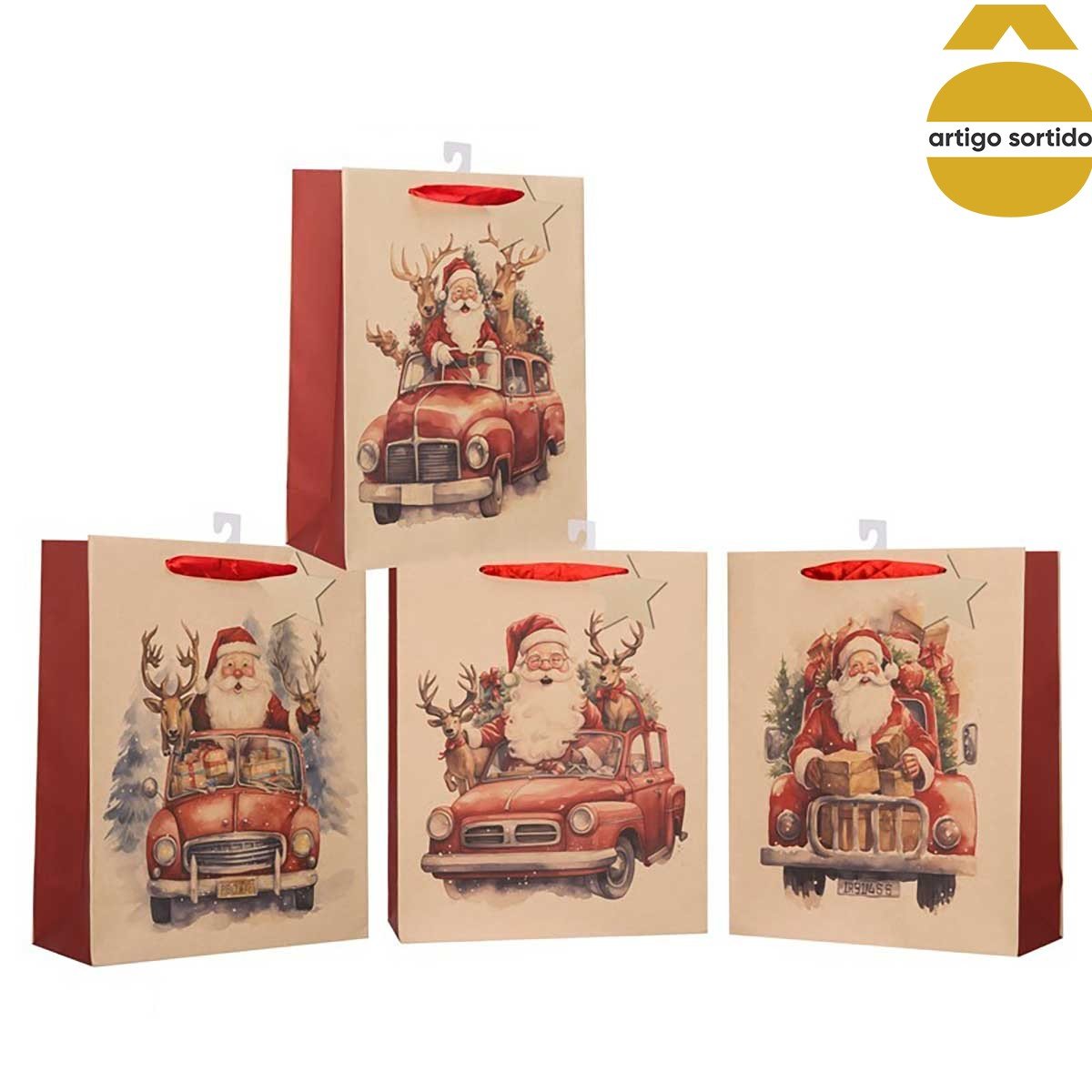 Saco de oferta pai natal vintage 32x26x10cm