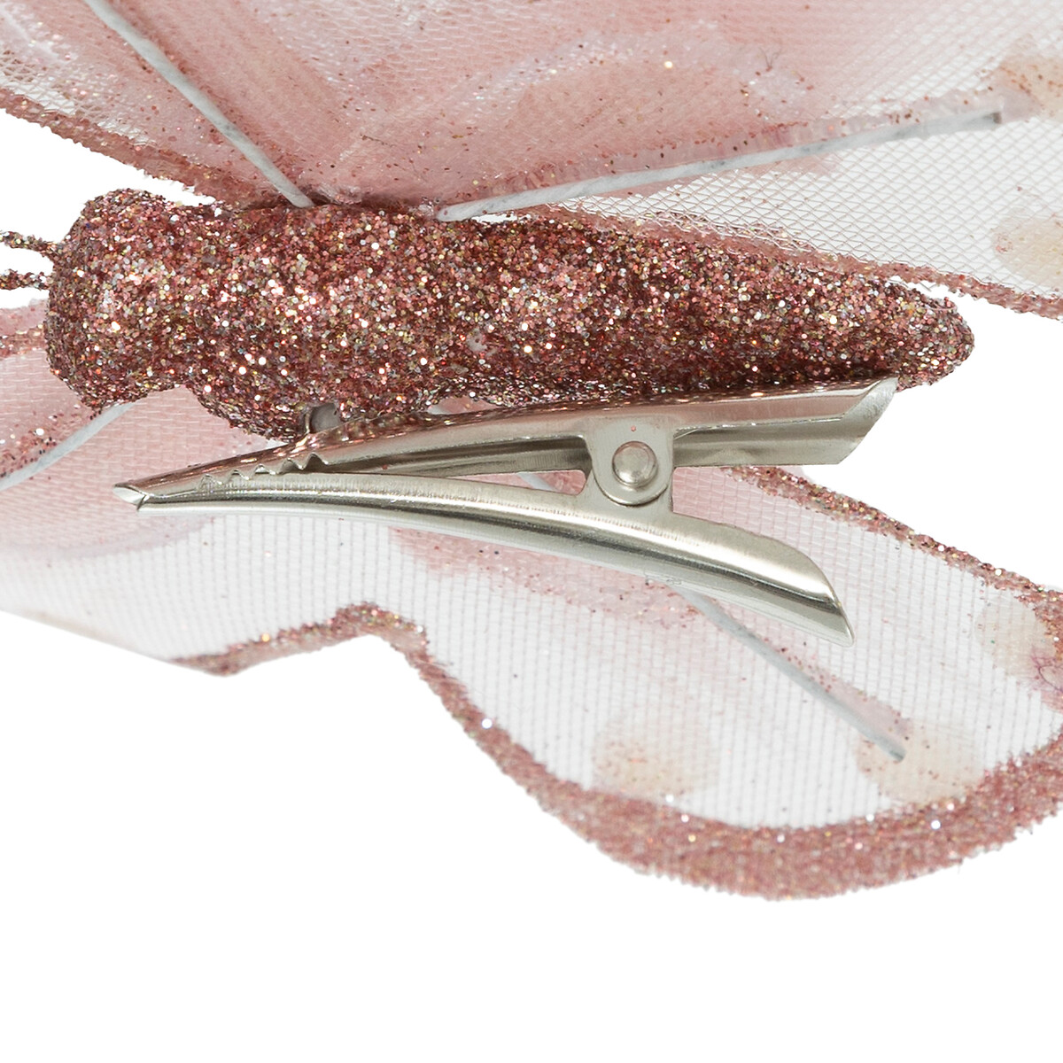 Borboleta com mola rosa e branca 12x3x15,5cm