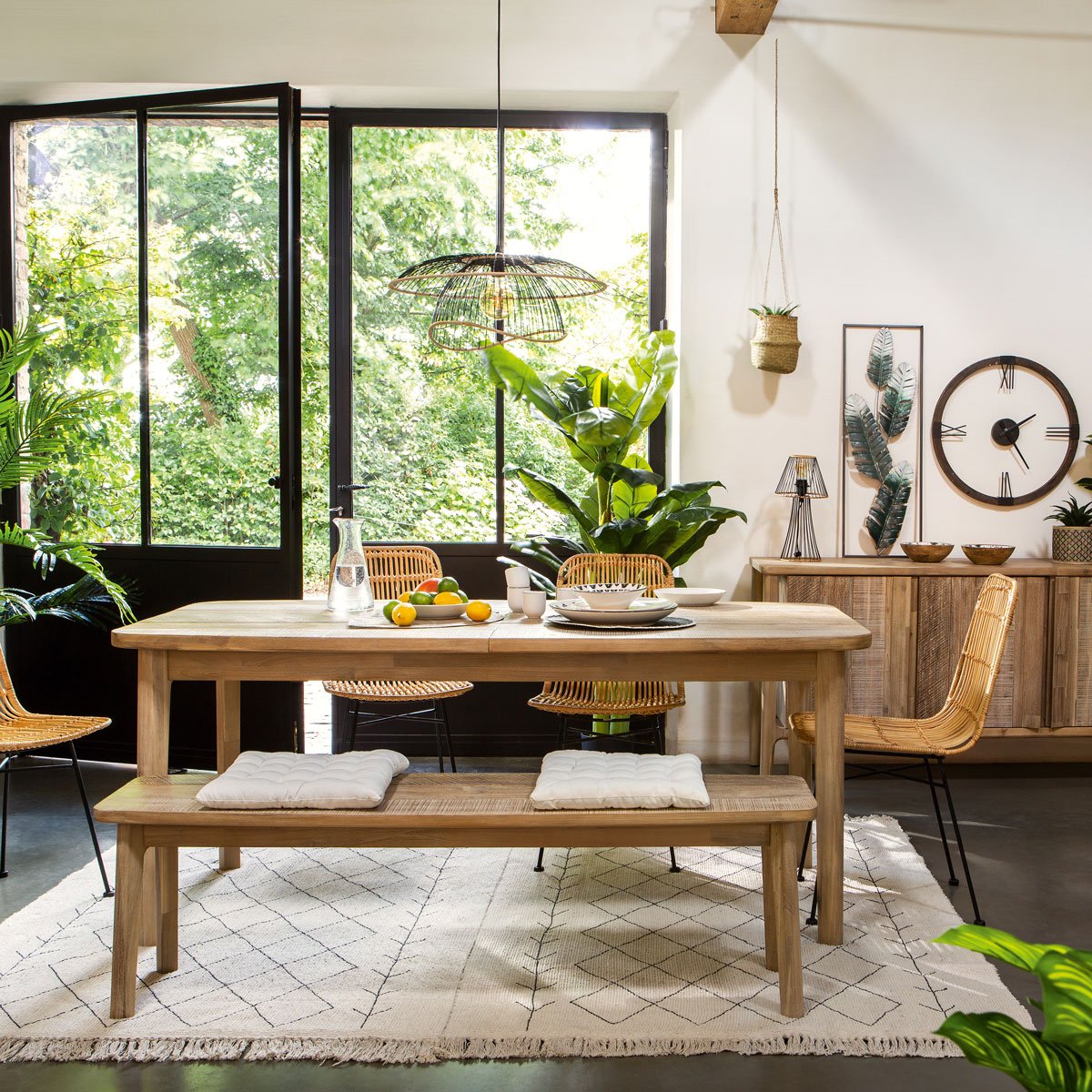 Aparador BANILA castanho com 3 portas em madeira acácia