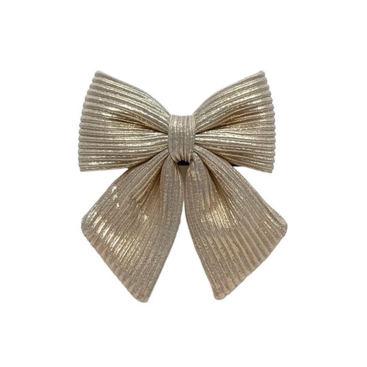 Laço Com Riscas Bege E Dourado 16cm