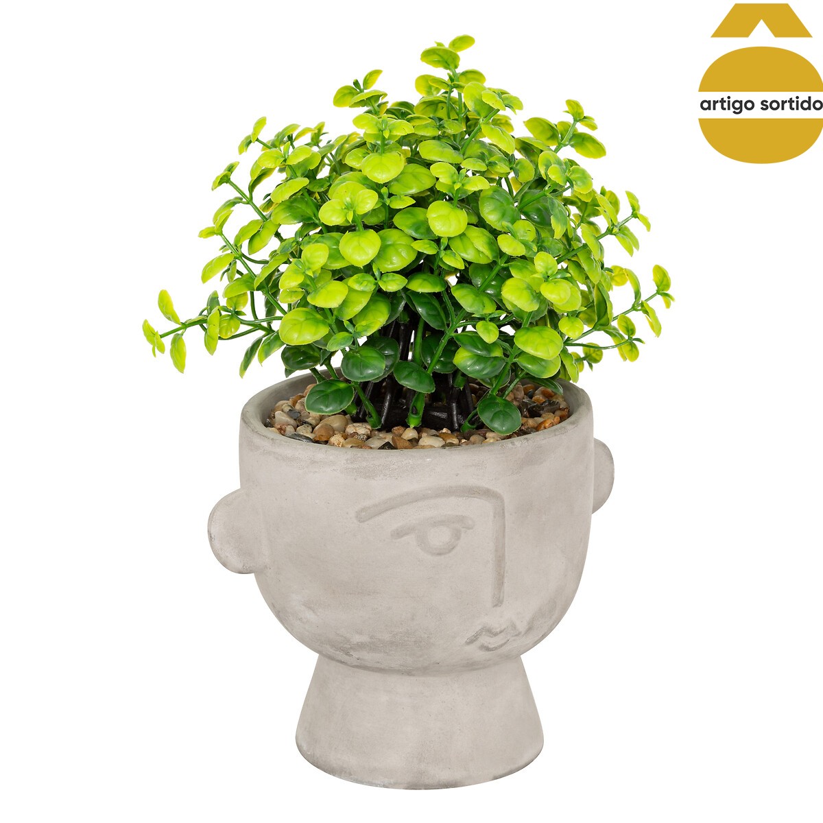 Vaso com suculenta artificial em cimento 22cm