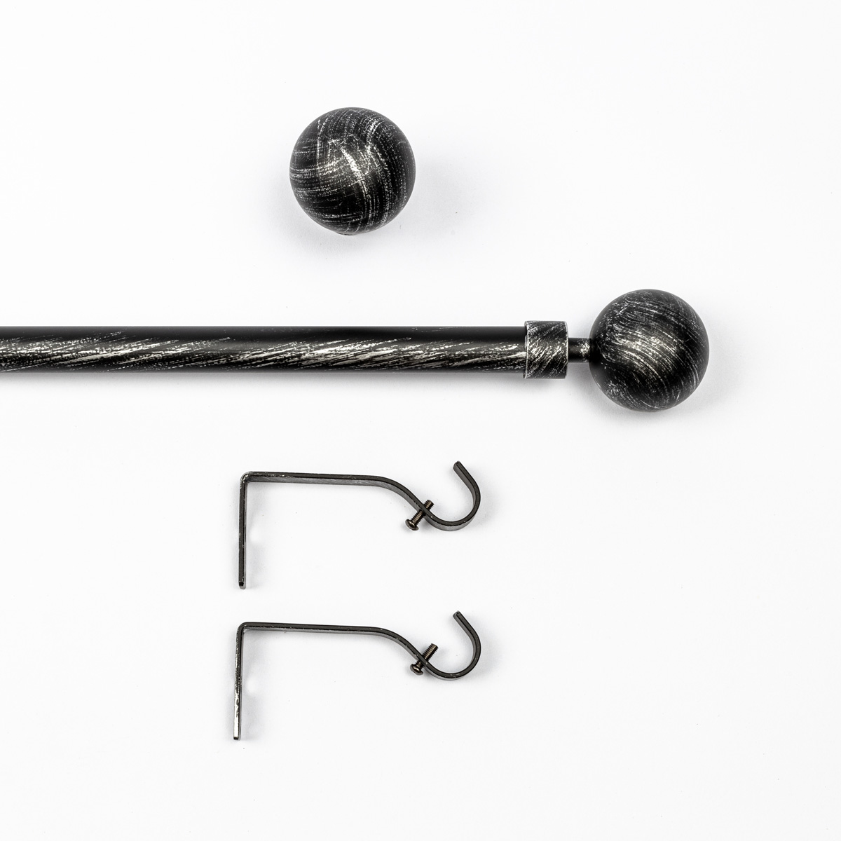 Kit var&atilde;o extens&iacute;vel preto e prateado 120-210cm d19cm