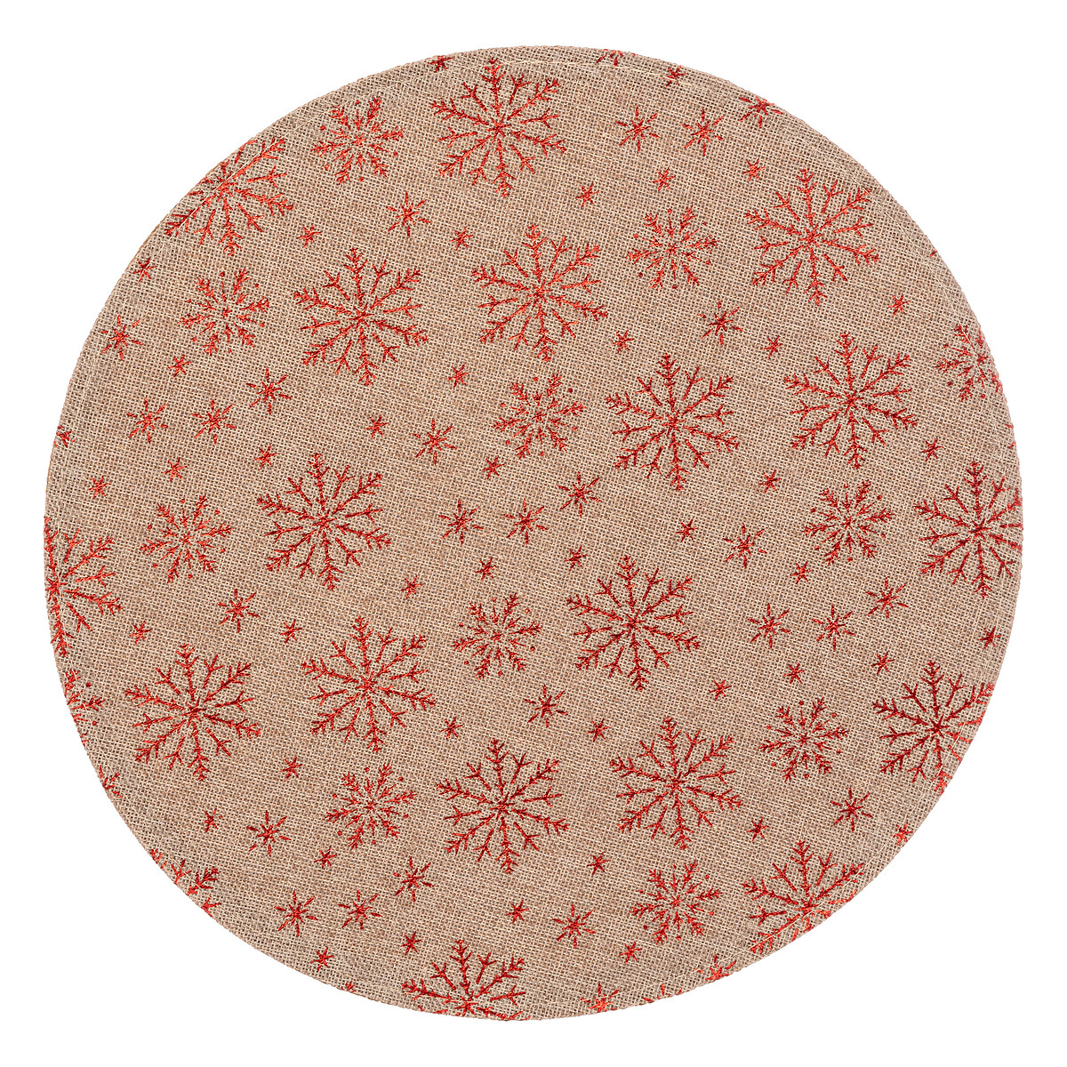 Individual de mesa vermelho com flocos de neve 38cm