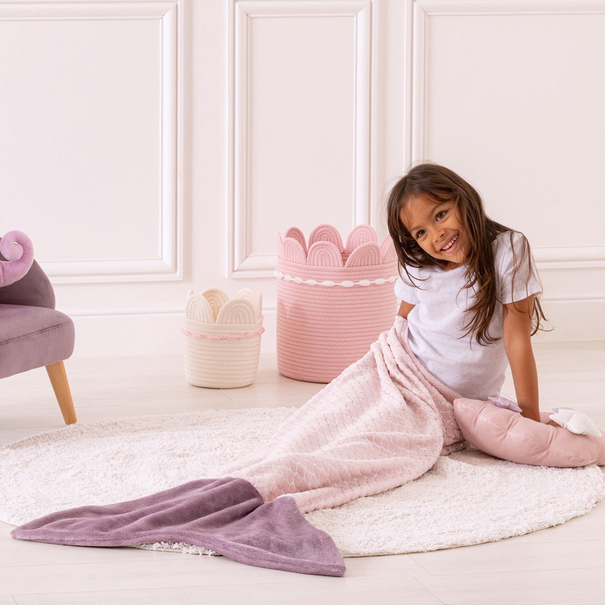 Manta cauda de SEREIA rosa