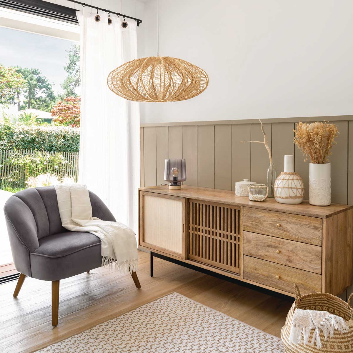 Candeeiro de teto TERY bege 57cm