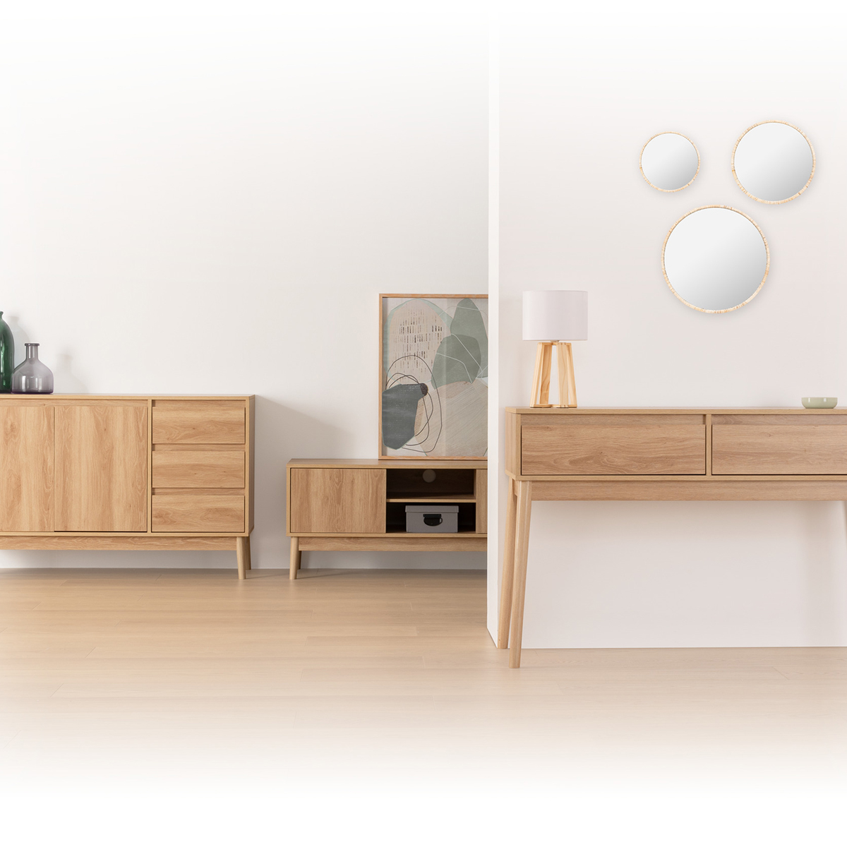 Consola ABANA bege em mdf com 2 gavetas,  Consola ABANA bege em mdf com 2 gavetas