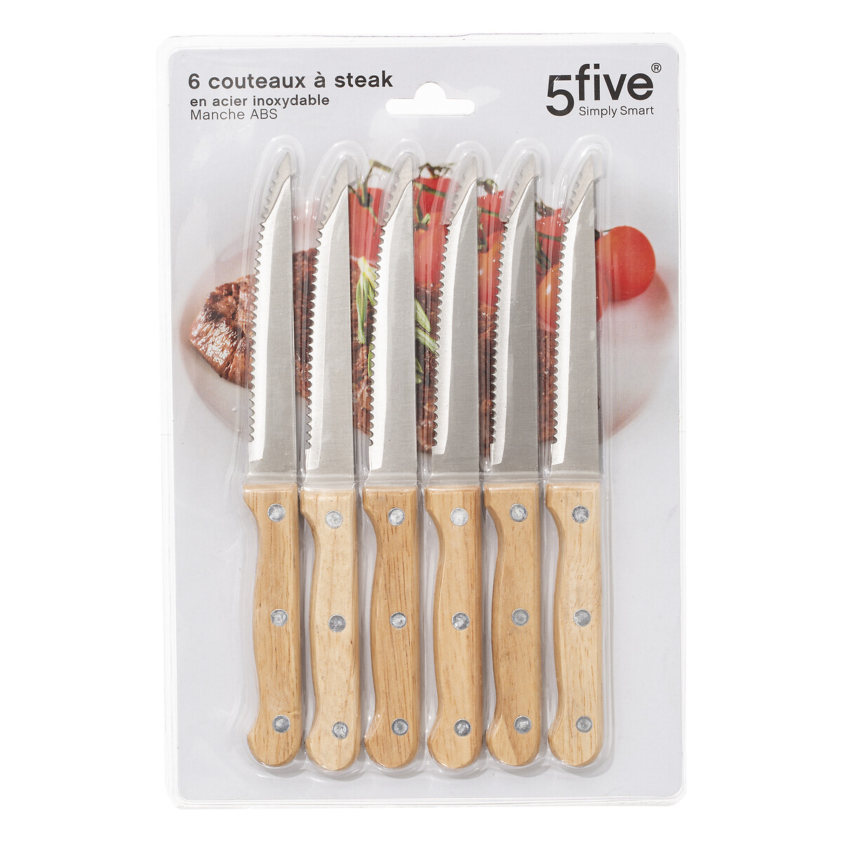 Conjunto de 6 facas c/ cabo de madeira