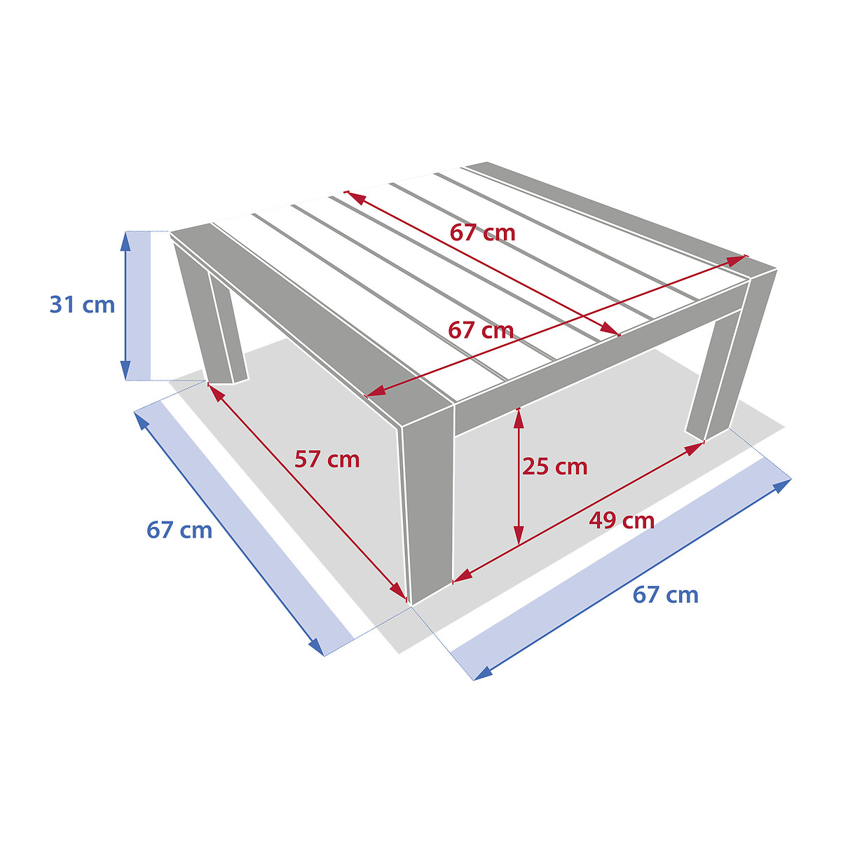 Mesa de centro EVASION cinza escuro 67x67cm,  Mesa de centro EVASION cinza escuro 67x67cm
