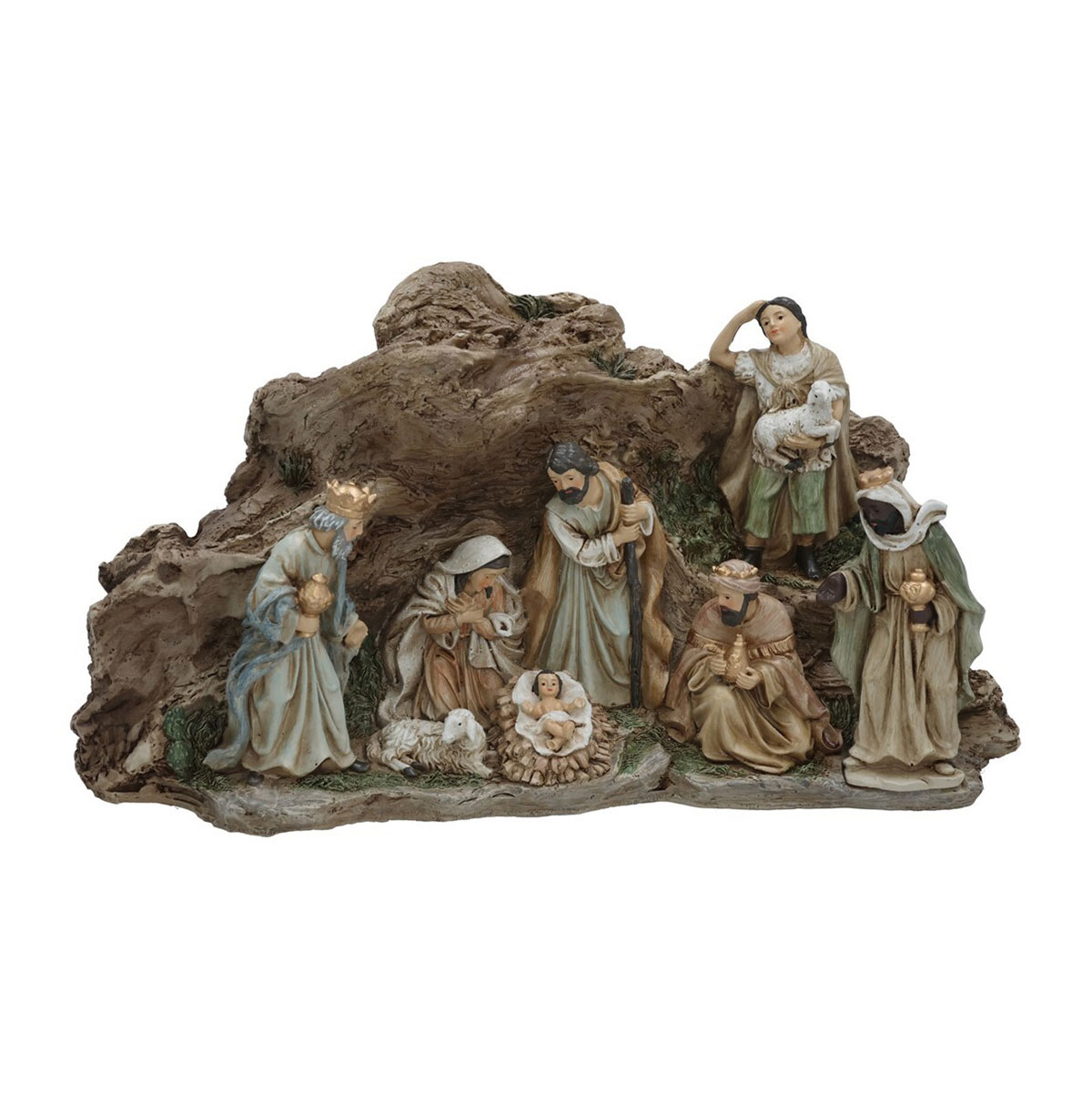 Pres&eacute;pio gruta com 8 figuras
