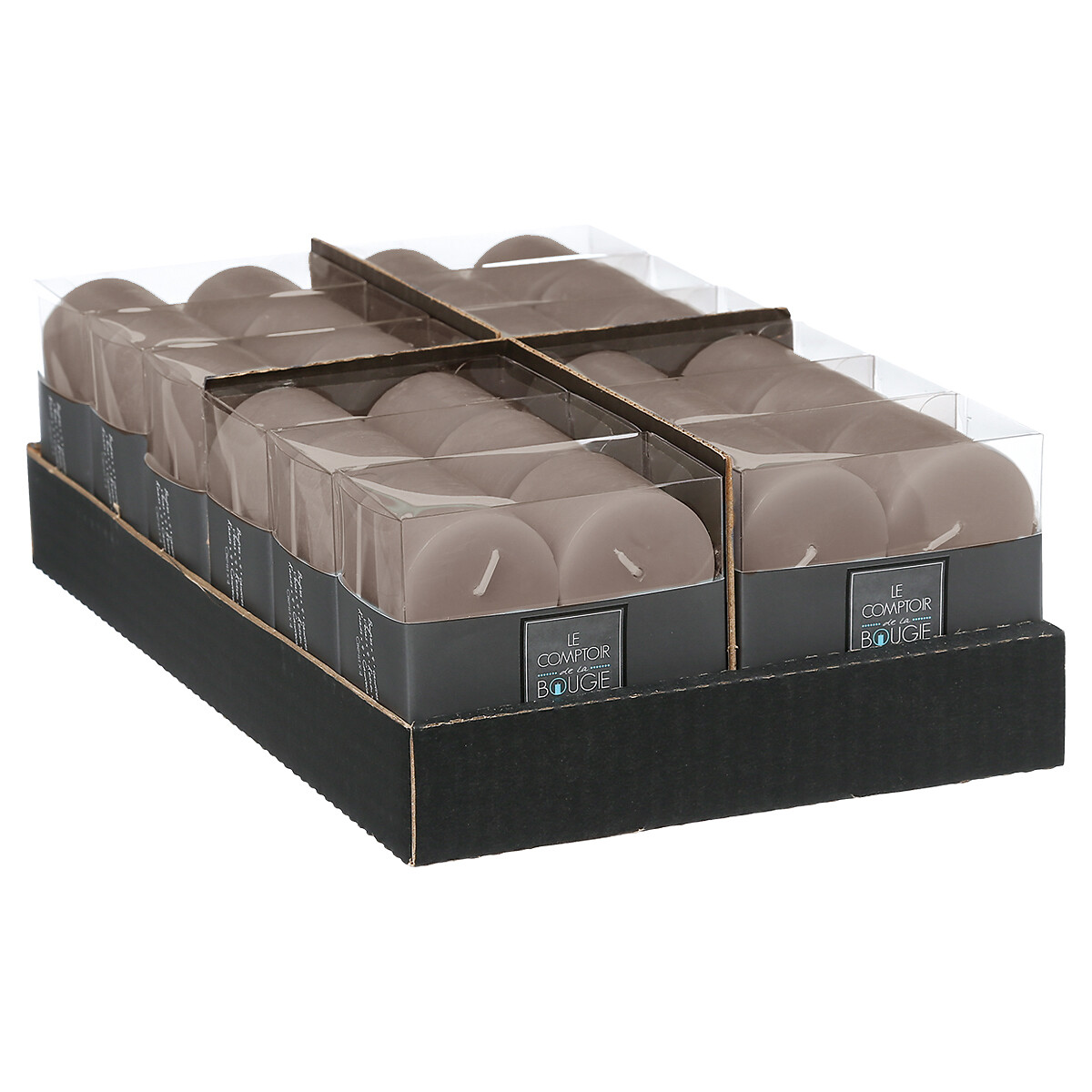 Conjunto 4 velas r&uacute;sticas taupe