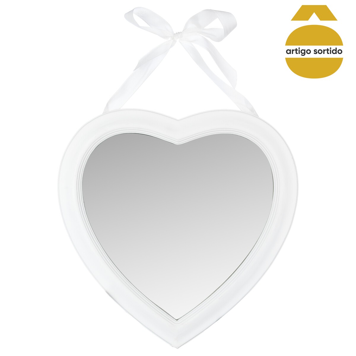 Espelho cora&ccedil;&atilde;o com la&ccedil;o 40cm