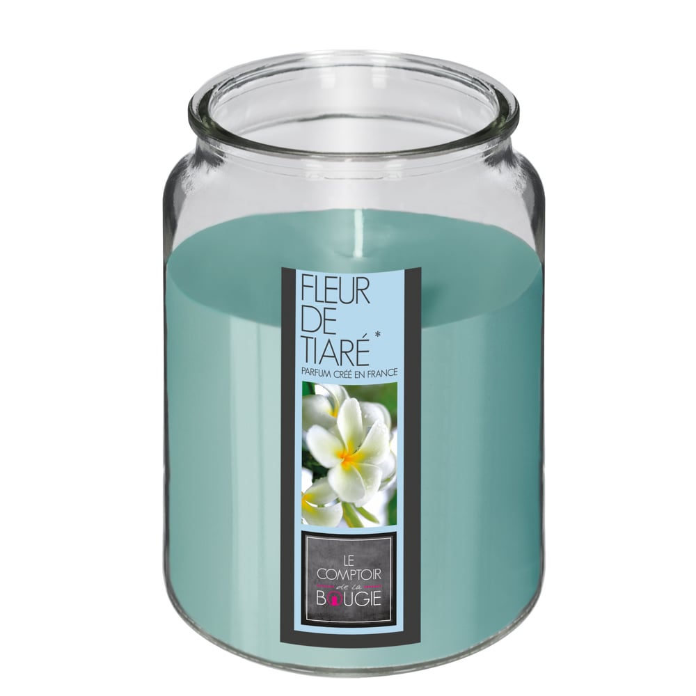 Vela perfumada flor tiare em jarro de vidro 510gr