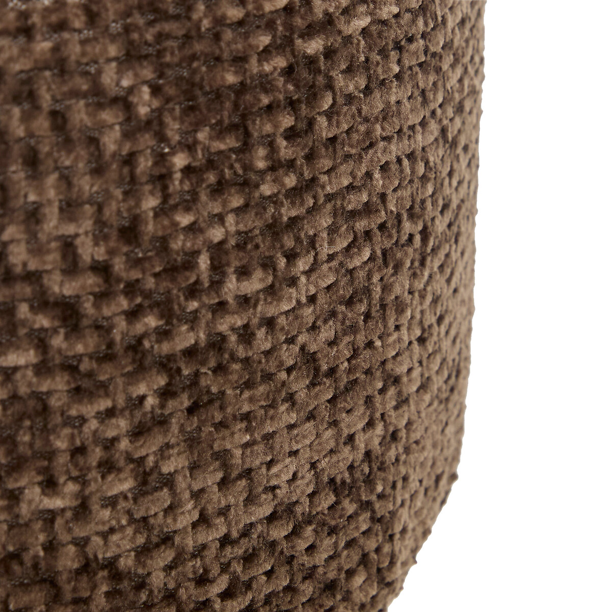 Tamborete SPOLO castanho em chenille 38x38x39cm