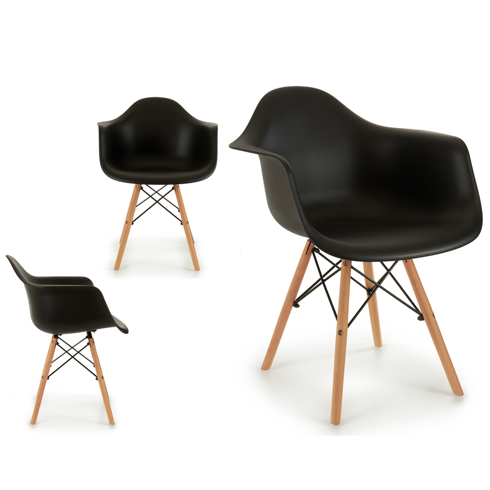 Cadeira Preta Com Bra&ccedil;os Charleston