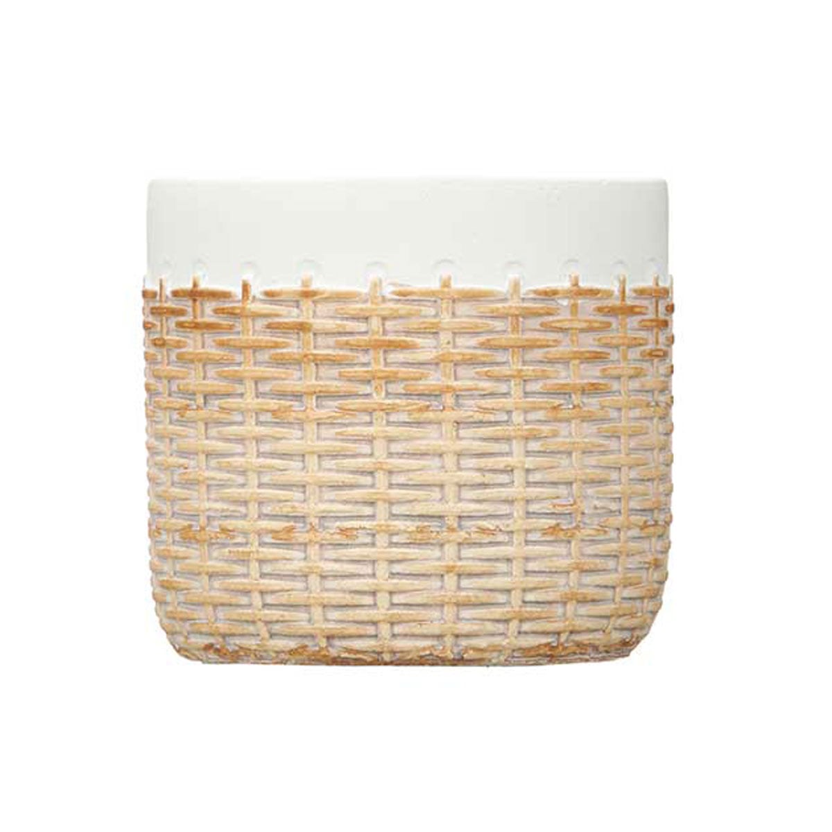 Vaso branco com efeito rattan 12cm