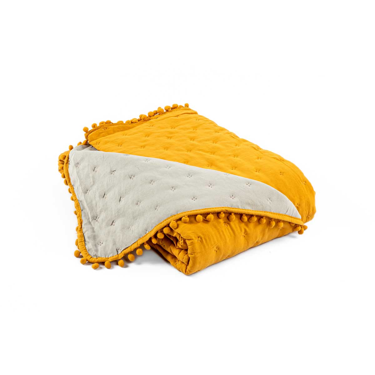 Edredão BEAR reversível ocre e cinza 140x220cm