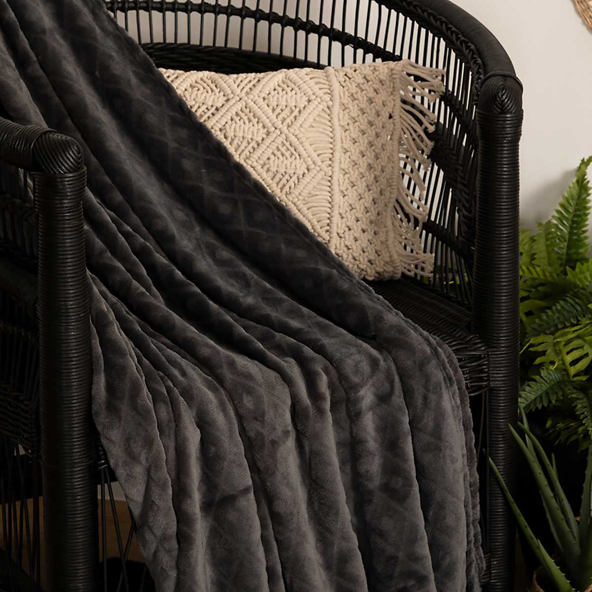 Manta losangos cinza 180x230cm