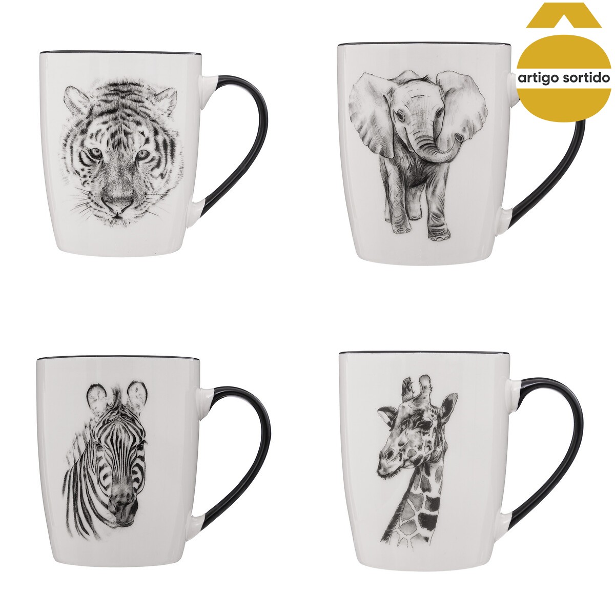 Caneca decorada SAFARI em porcelana 36cl