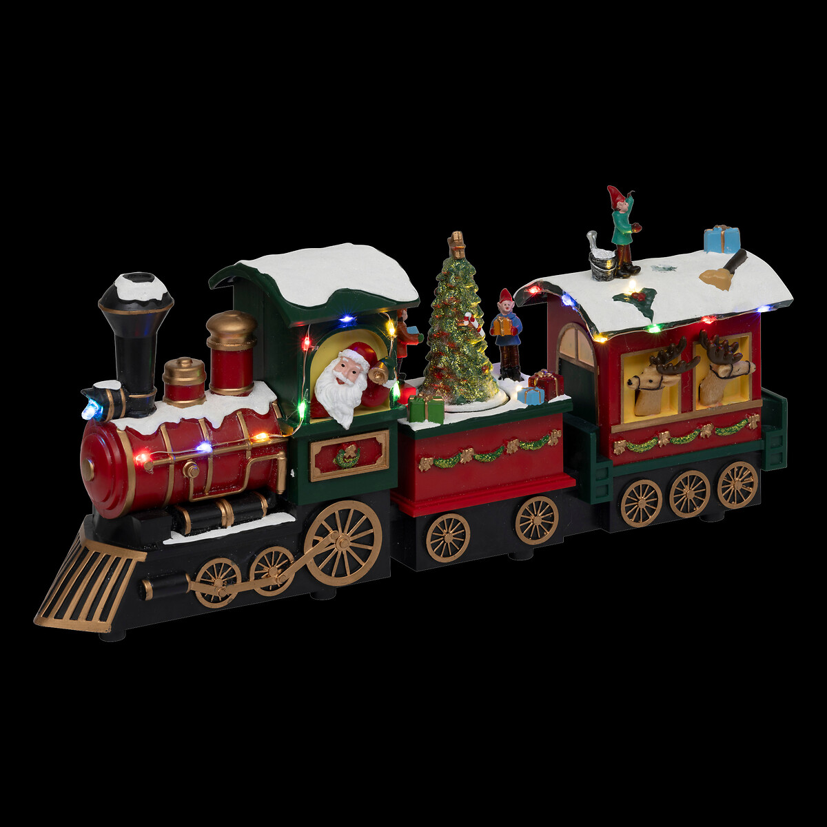 Aldeia comboio do pai natal com luz-música-movimento 38cm