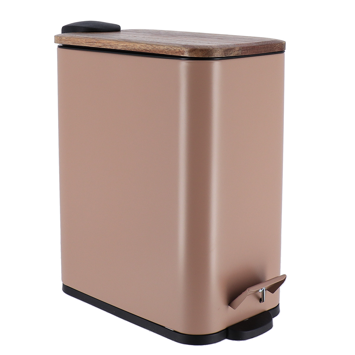 Balde wc com tampa em metal taupe 5l,  Balde wc com tampa em metal taupe 5l