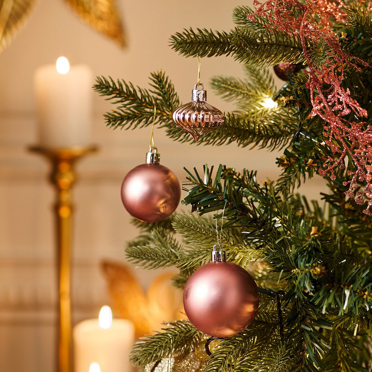 Conjunto de 18 peças rosa para árvore