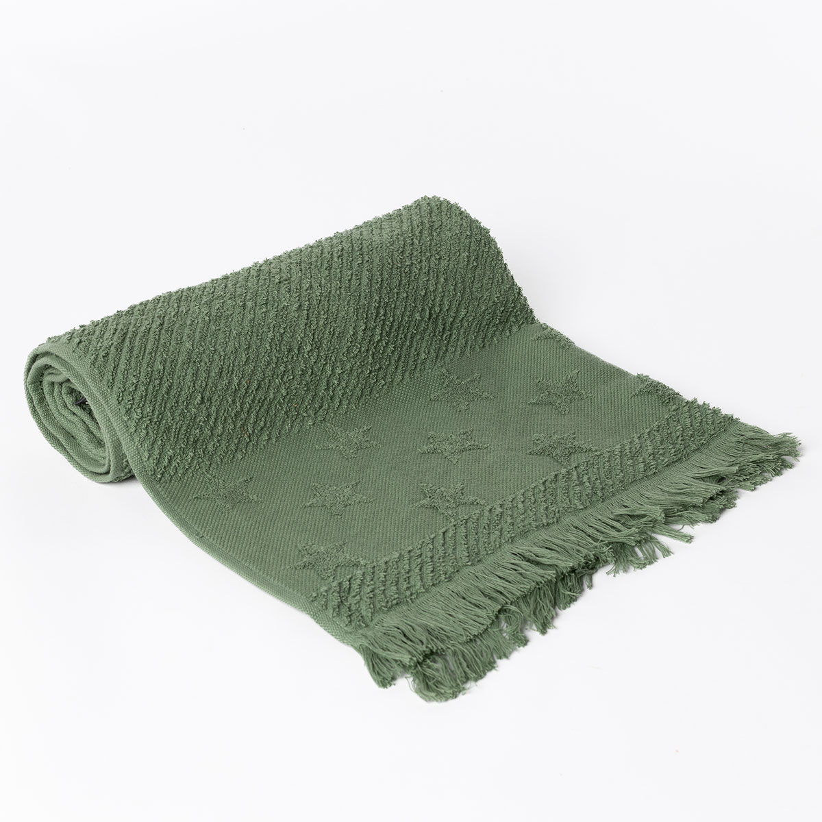 Toalha len&ccedil;ol de banho verde com estrelas 70x140cm