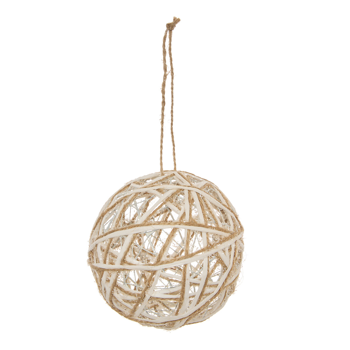 Bola de natal fios bege 10cm