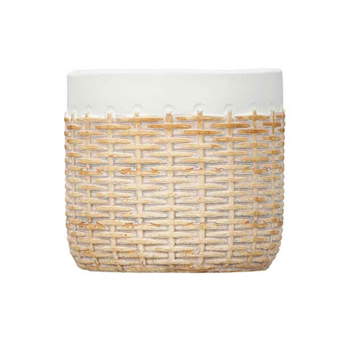 Vaso branco com efeito rattan 10cm
