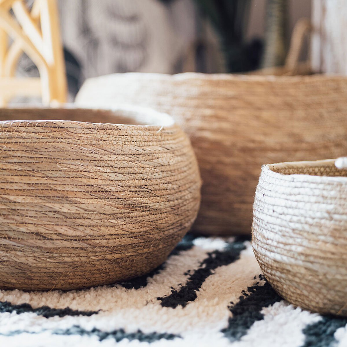 Cesto ALIZA em bege D40x20cm