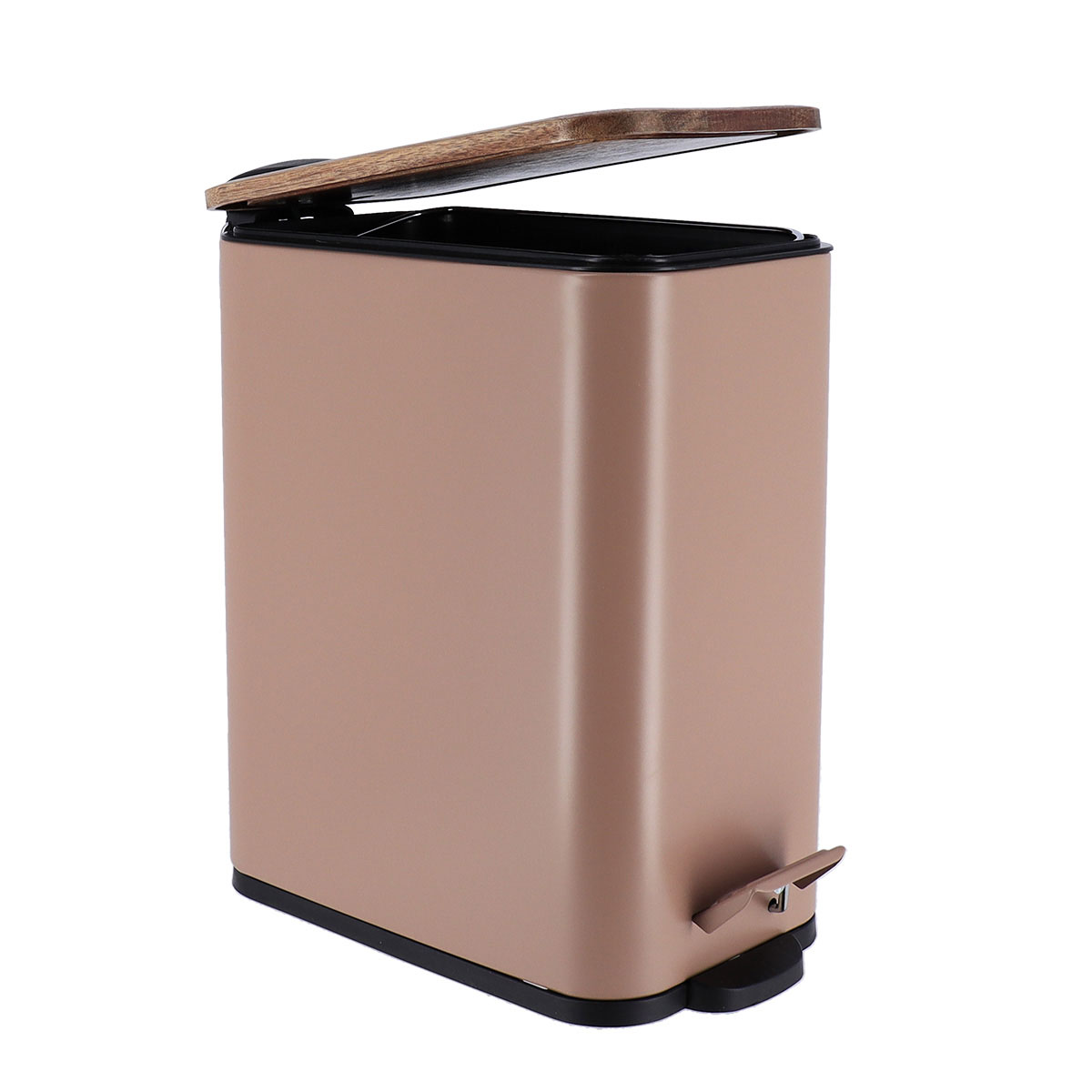 Balde wc com tampa em metal taupe 5l