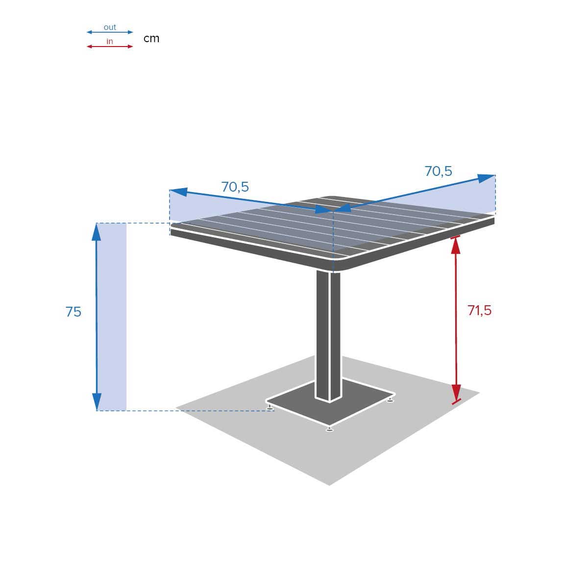 Mesa de exterior bistr&ocirc; TYLA em alum&iacute;nio e madeira ac&aacute;cia