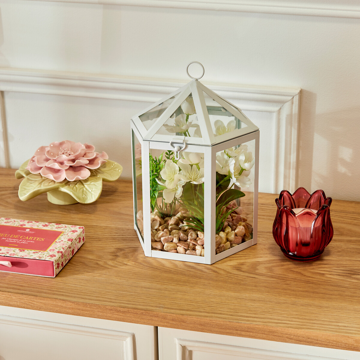 Terr&aacute;rio com plantas artificiais 23cm