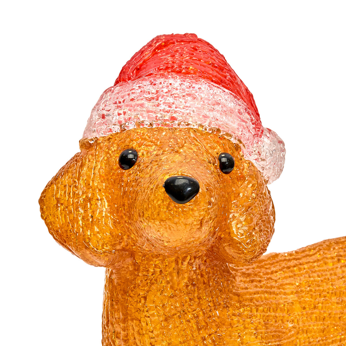 C&atilde;o luminoso com gorro natalicio 25 leds