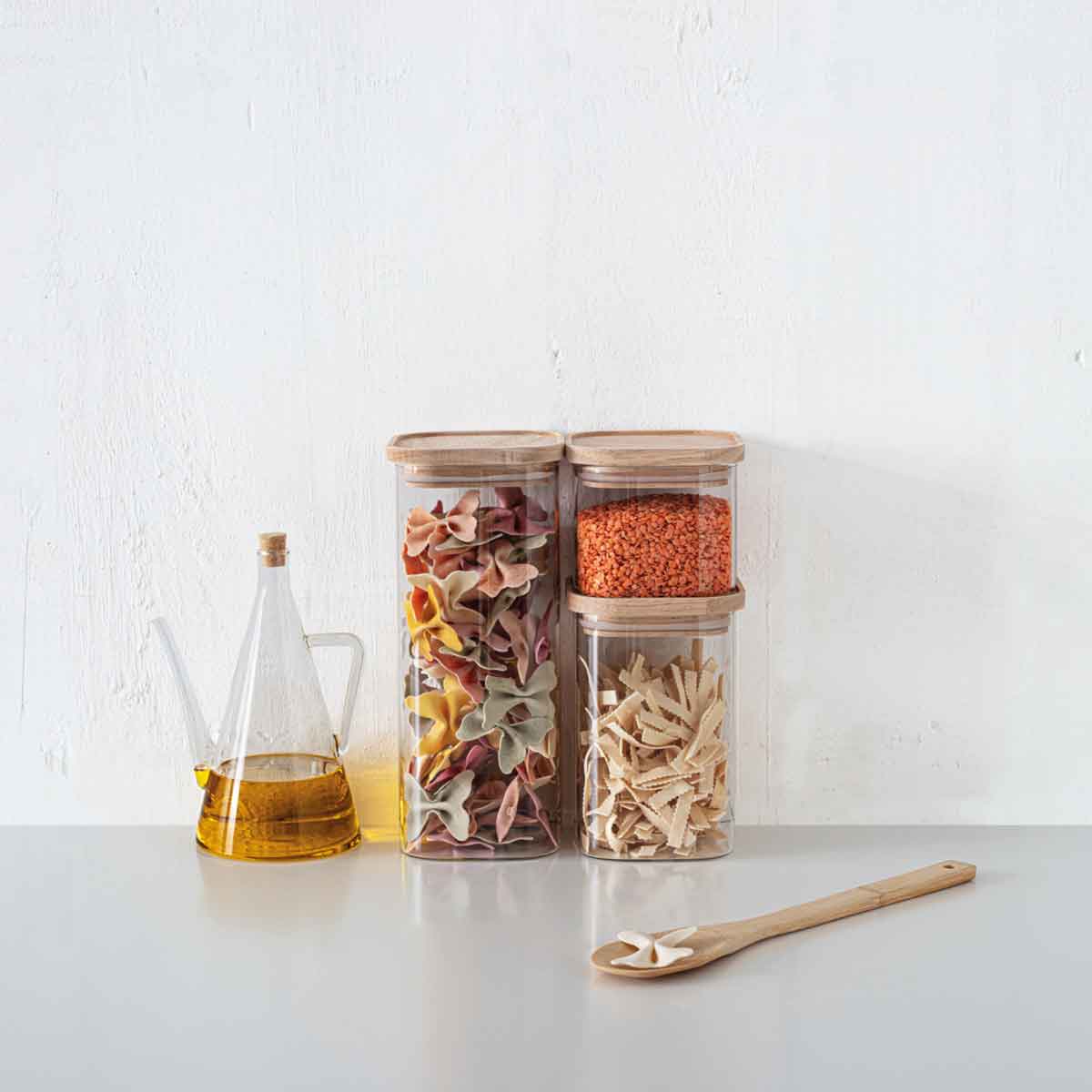 Conjunto de 3 frascos de vidro