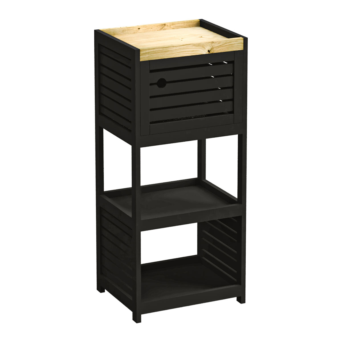 M&oacute;vel baixo wc com 1 porta e gaveta CANCUN preto