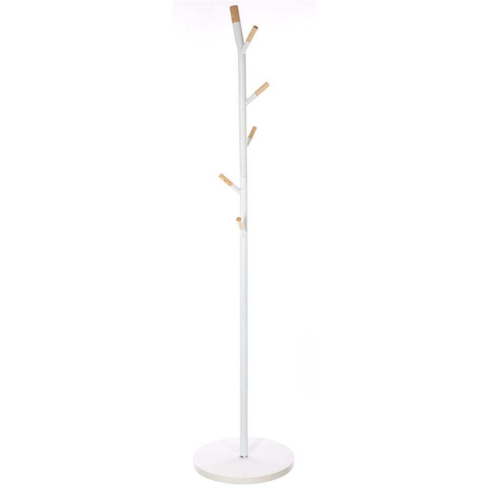 Cabide de p&eacute; branco com 6 ganchos