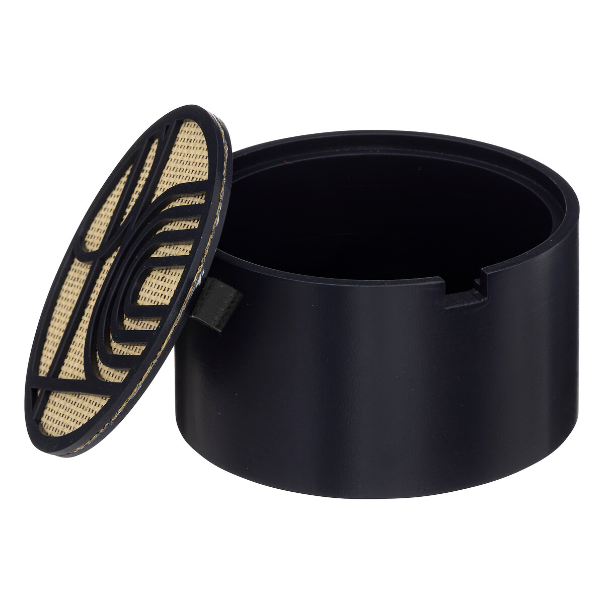 Caixa OLME azul escuro e bege em mdf 8,5x15cm