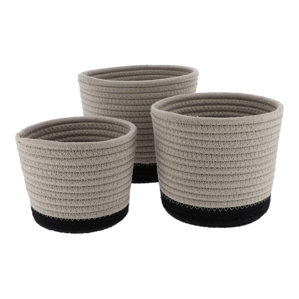 Cesto de arruma&ccedil;&atilde;o wc taupe e preto em algod&atilde;o 14cm