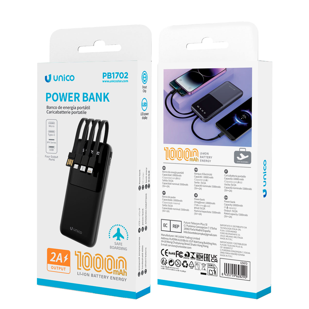 Powerbank de 10000mAh com Visor Digital