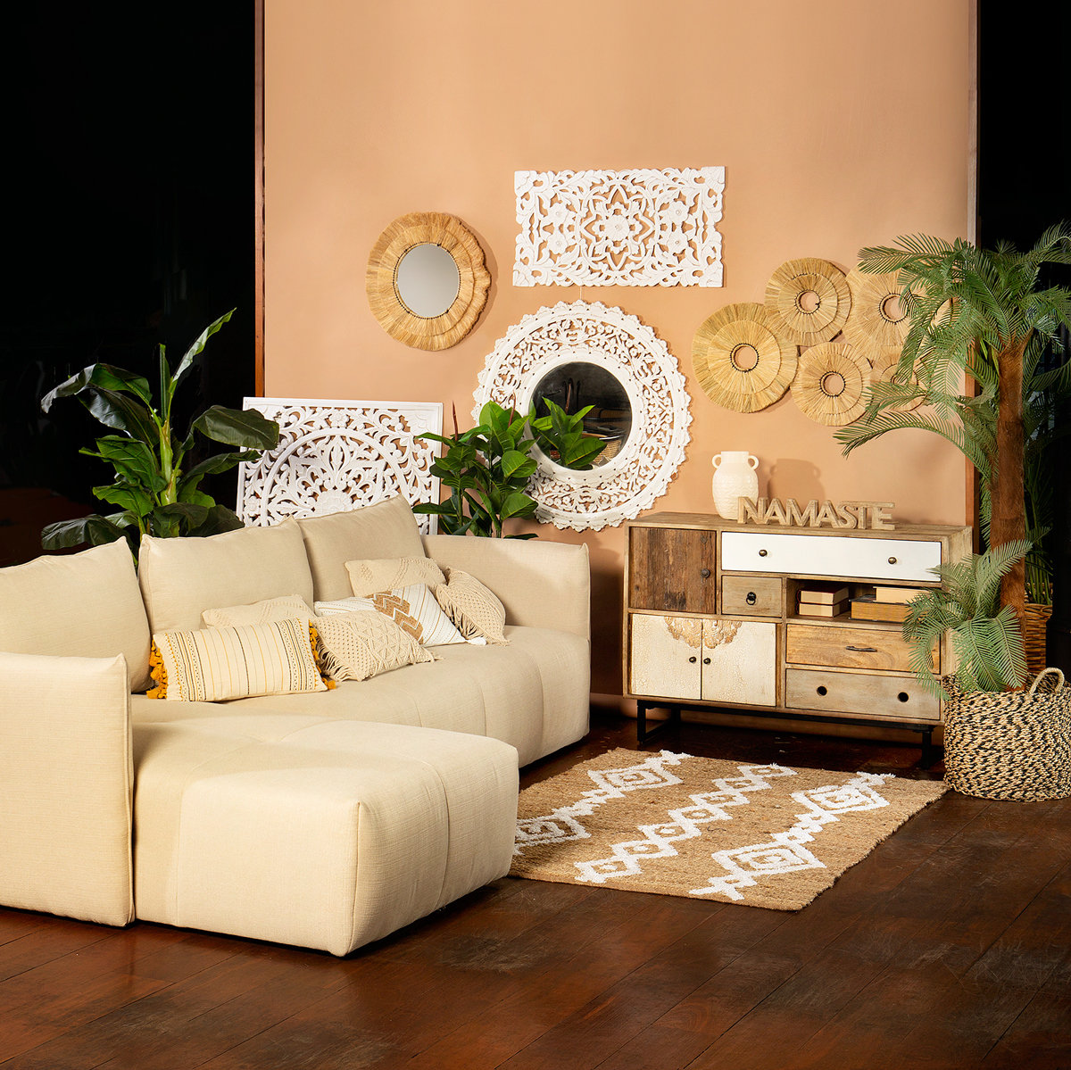 Decoração de parede ALBA bege em ráfia