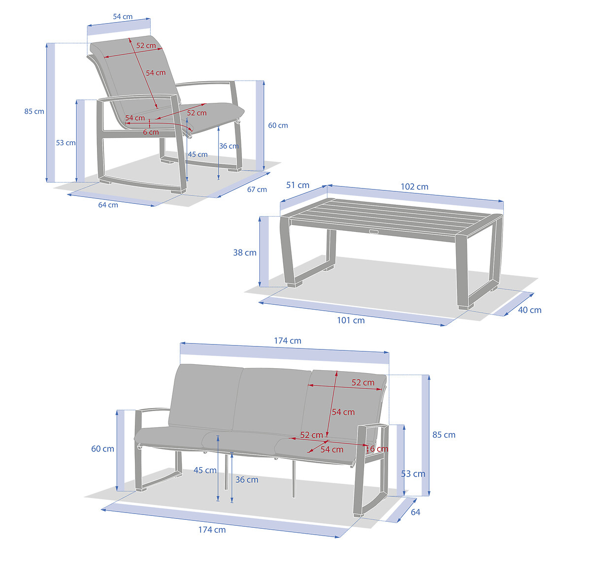 Conjunto de jardim BOREANE lin e argile 5 lugares