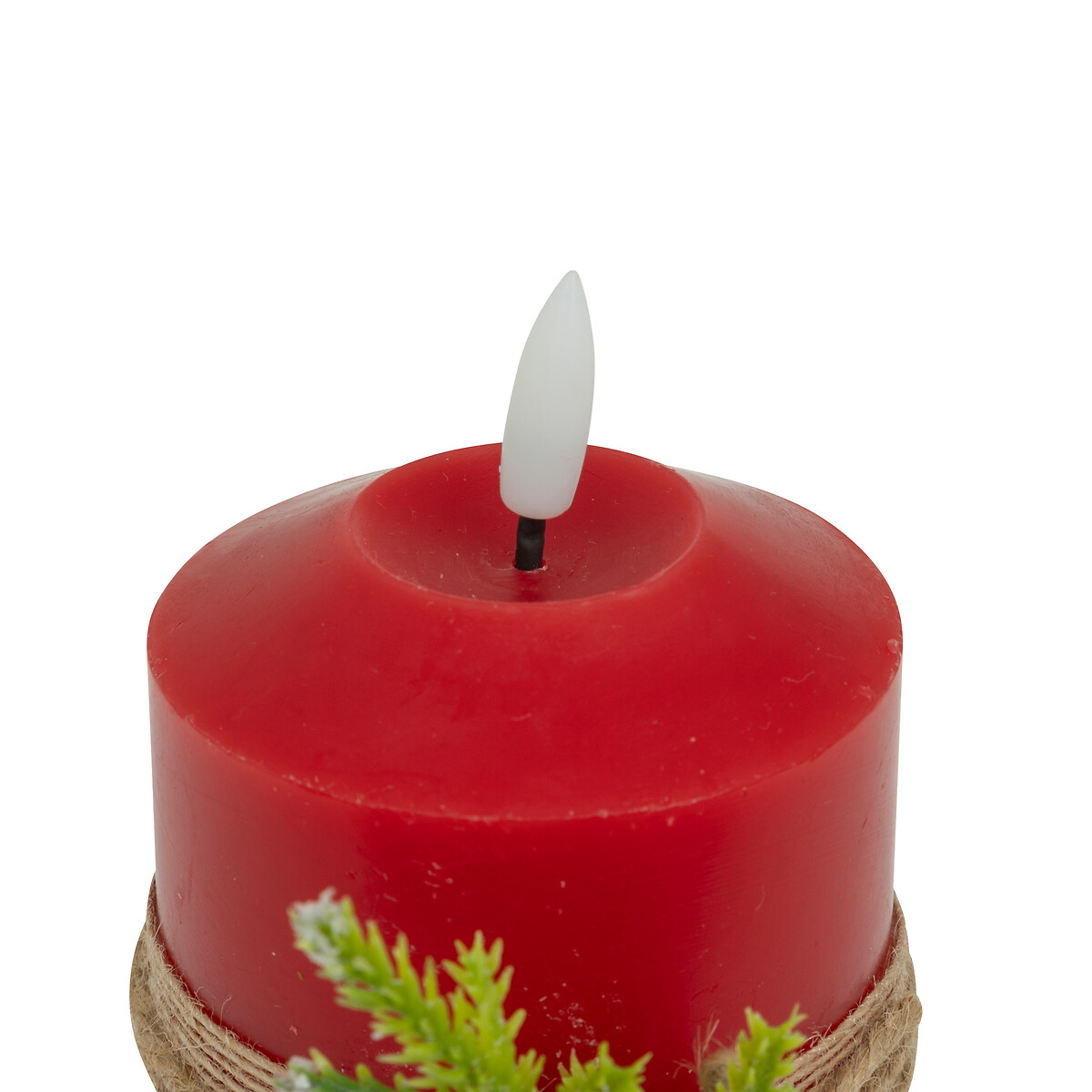 Vela com pinhas e bagas vermelha 12,5cm