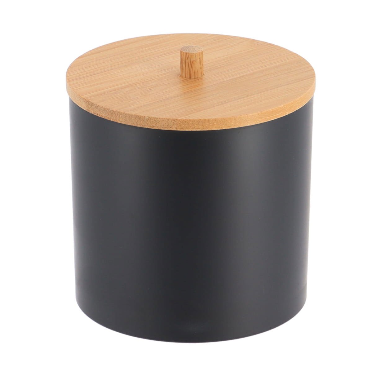 Pote wc preto com tampa em bambu